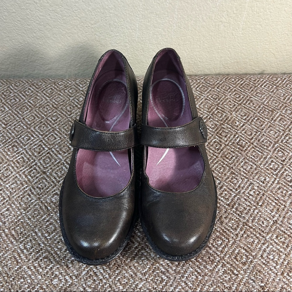 Dansko Adelle Mary Jane Wedge Black Leather Comfortable Dark Academia Sz 38-7.5 - Picture 8 of 11